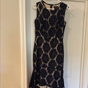Navy Blue Lace Sleeveless Dress